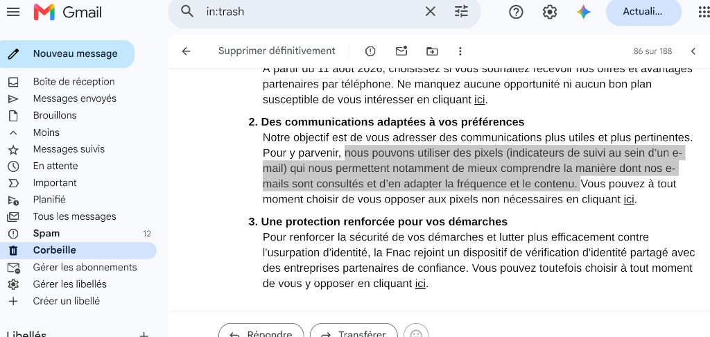 Email de consentement pour le tracking email